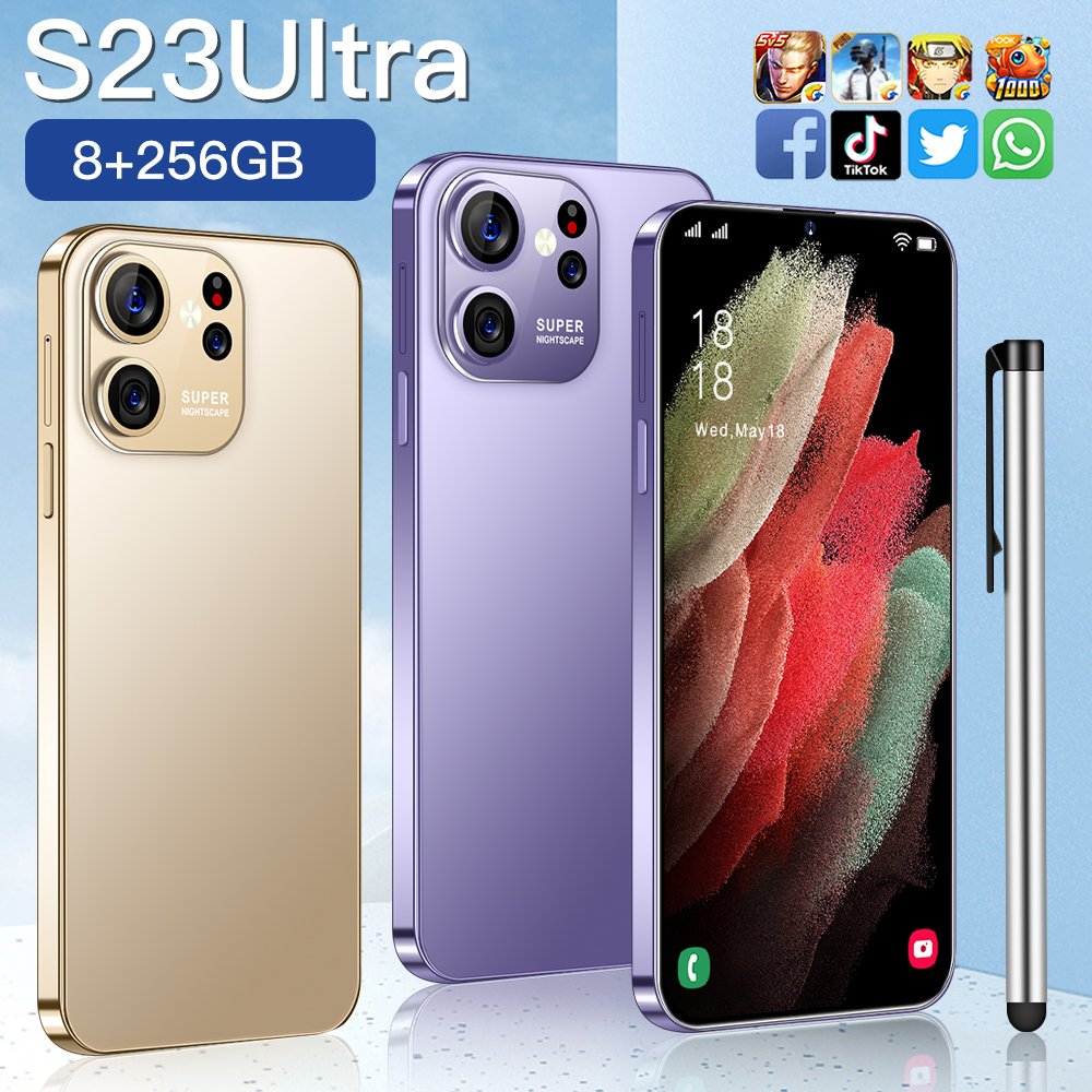 Smartphone S23 ULTRA 256GB PHONE SmartPhone 48MP+108MP Face Unlock full Display Android 12.0 Cell Phone Smart Mobile Phone